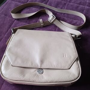 Vera Pelle Light Beige Leather Crossbody Bag